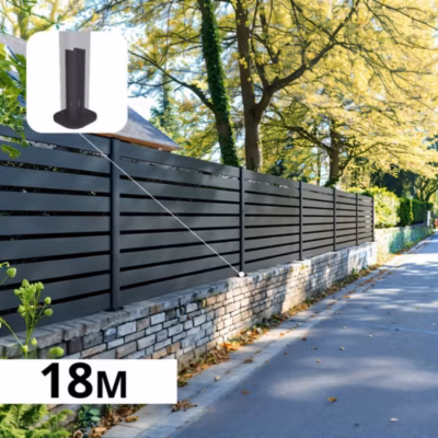Kit Clôture Aluminium Ajourée sur Muret OLINDA Anthracite 18,33×1,2m – Lames ajourées 21x45x1780 mm – Brise Vue – Palissade