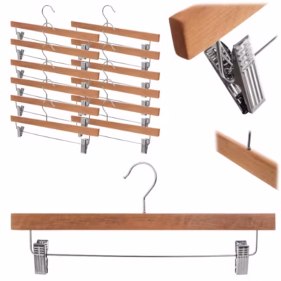 KADAX Cintre en bois avec pinces à vêtements 12 pcs