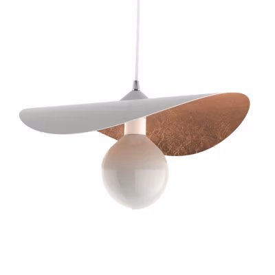 LUMICOM – PIUMA Suspension, 1X E27, max 42W, métal, blanc mat/feuille cuivre, D.40cm