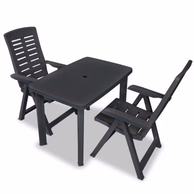 vidaXL Mobilier de Bistro 3 pcs Salon de Jardin Table et Chaises de Salle à Manger Mobilier de Terrasse Patio Extérieur 275083