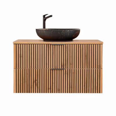 Meuble simple vasque 100cm Gaia Bois et Noir – Vasque Noir