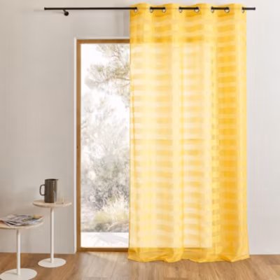 Voilage à rayures en coloris jaune (140×240 cm – Jaune)