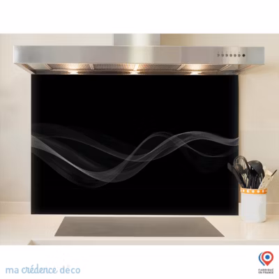 Crédence cuisine fond de hotte Courbe 2 – Verre trempé – L 90 cm x H 60 cm – MaCrédenceDéco