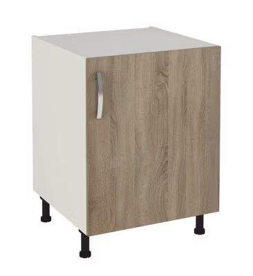 Meuble bas de cuisine 1 porte coloris chêne cortez – Hauteur 85 x Longueur 60 x profondeur 58 cm