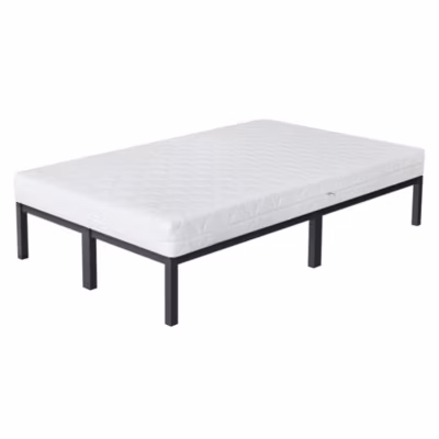 Cadre de lit métal anthracite matelas H:16 cm sommier à lattes intégré 120x200cm