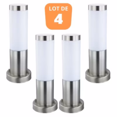 Lot de 4 Bornes Defne-3 inox E27 60W