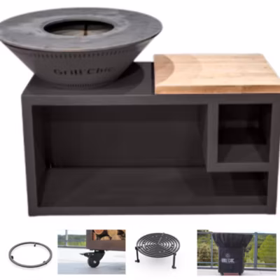 Pack Printemps Brasero Traditionnel Aluminium 83 Gris Anthracite Double Cuve