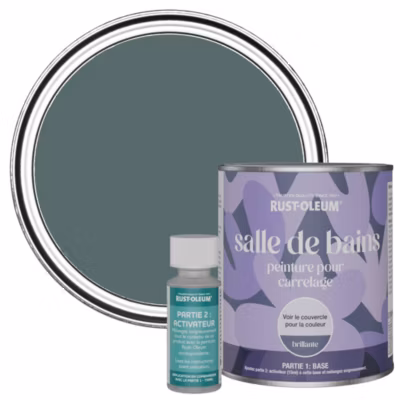 Peinture Bleue pour carrelage de Salle de Bain, Brillante – RUST-OLEUM – Deep Sea 750ml