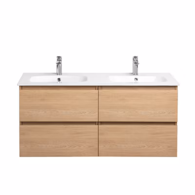 Pack Meuble prémonté 120 bois-Vasque céramique-Robinets chromé-Miroirs RIMA – bain-bain