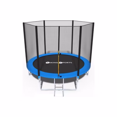 Trampoline – bleu – 404 cm – avec filet et échelle – jusqu&rsquo;à 180 kg