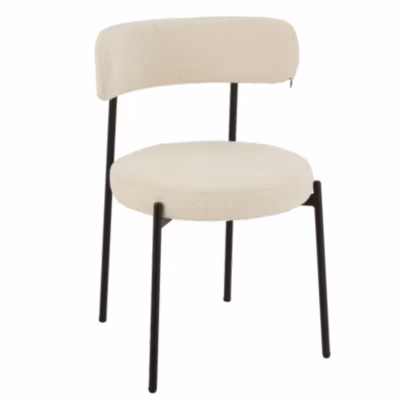 Chaise salon  – Effet bouclette (53x51x77 cm – Blanc)