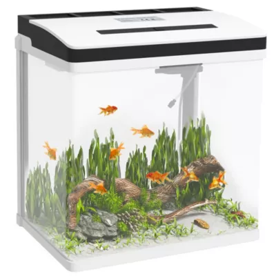 Aquarium en verre 28L – filtre couvercle lumière LED – blanc