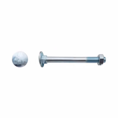 100 Boulons Tête Ronde Collet Carré TRCC 6 x 80 mm – DIN 603 – Zingué blanc – D-Work