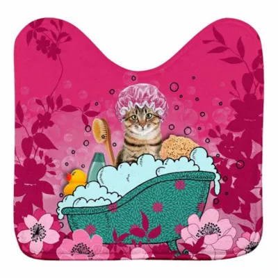 Tapis Contour WC Imprimé « Chatibulle » 45x45cm Rose