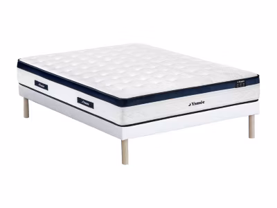 Ensemble 140 x 190 cm sommier tapissier + matelas ressorts ensachés 5 zones coutil rafraichissant ép.28cm – KOROVOU de YSMÉE