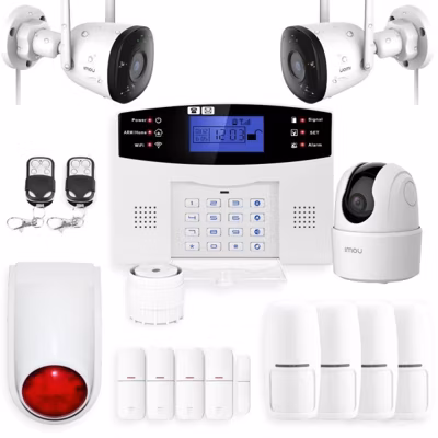 Alarme maison sans fil gsm 4G et 3 caméras wifi kit ip3