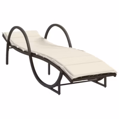 Chaise longue avec coussin marron 60x199x42 cm résine tressée vidaXL