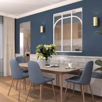 Verrière aluminium 3 vitrages clair, 2 arches et 1 traverse horizontale décorative – Blanc
