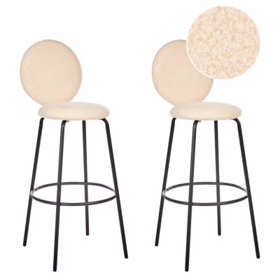 Lot de 2 chaises de bar EMERY Bouclé Beige clair