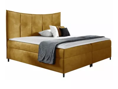 Lit continental Baltimore 178, Unique, Jaune, Tissu, Disponible