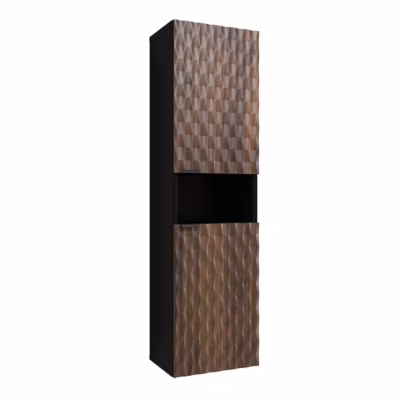 Colonne murale salle de bain 2 portes Nevia Bois et Noir