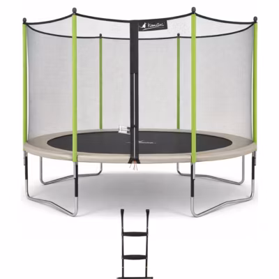 Trampoline de jardin 365 cm + filet de sécurité + échelle  JUMPI Taupe/Vert 360