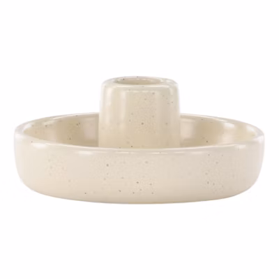 Bougeoir en Céramique « Otis » 11cm Beige & Noir