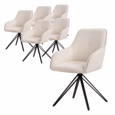 6x Chaise de salle à manger crème pivotante  fauteuil rembourrée de salon