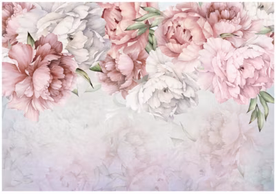 Papier Peint Fleurs Rose Pivoines Intissé Panoramique 350×250 cm – Colle Inclus – Chambre et Salon – Moderne Papier Peint