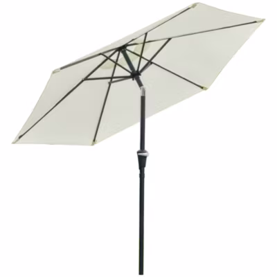 Parasol hexagonal inclinable dia. 2,3 x 2,16H m métal polyester haute densité crème