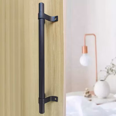 Poignée de porte coulissante – Type atelier – 140 mm – Gris foncé