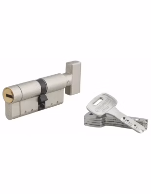 Cylindre de serrure à bouton Federal S, 30Bx42mm, nickel, anti-arrachement, anti-perçage, 5 clés – THIRARD
