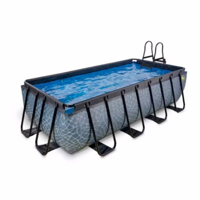 Piscine EXIT Stone 400x200x100cm avec pompe filtrante à sable grise