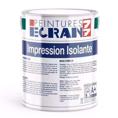 Impression isolante, bloque et isole les fonds tachés, colorés, foncés, peinture fixante et régulatrice d&rsquo;absorption ECRAN 77-1-Bl