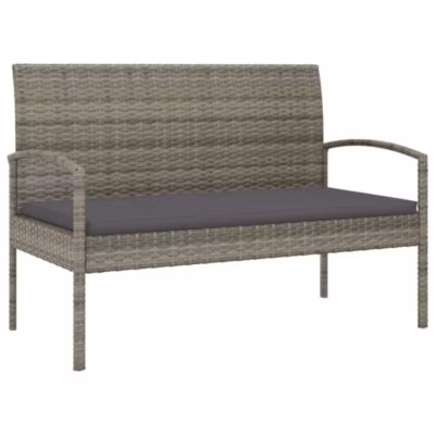 vidaXL Banc de jardin avec coussin gris 105 cm résine tressée 362167