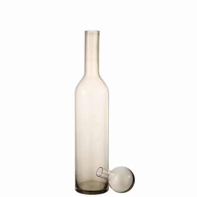 Bouteille avec bouchon en verre gris 14x14x75 cm