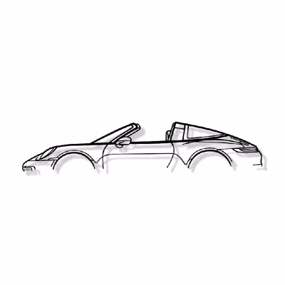 DÉCORATION MURALE EN MÉTAL – Silhouette de voiture – 911 Targa mod 992 – 100 CM