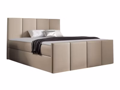 Lit continental Baltimore 154, Double, Brun clair, Tissu, Disponible
