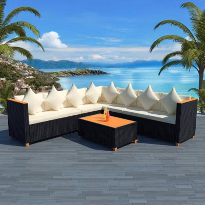 vidaXL Salon de Jardin 5 pcs avec Coussins Mobilier de Jardin Mobilier d&rsquo;Extérieur Meubles de Patio Meubles de Terrasse 42997