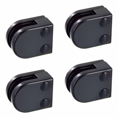 4 x Pince à verre plate modèle 00 – Ep. verre 6 mm – Zamak noir RAL 9005