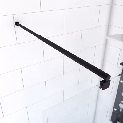Barre de fixation extensible 70-100cm noir mat pour douche a l&rsquo;italienne – fixation murale