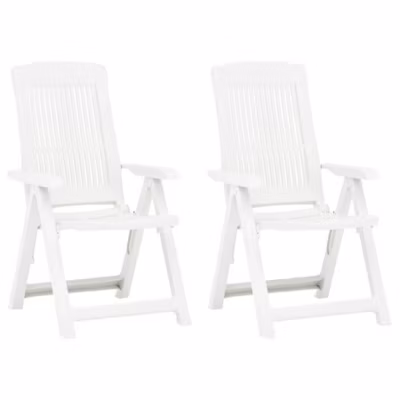 vidaXL Chaises inclinables de jardin 2 pcs Plastique Blanc