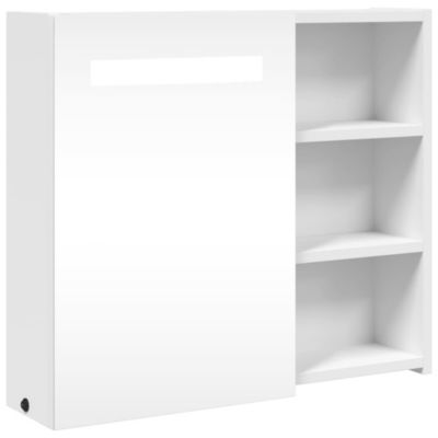 Armoire Murale à miroir LED, Armoire de Toilette, Meuble Salle de Bain blanc 60x13x52 cm