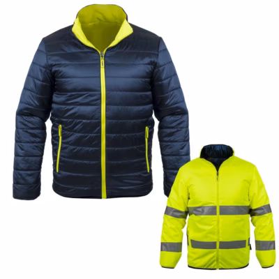 Veste de sécurité Hiver haute visibilité Taille M Réversible Jaune/noir 2en1Bandes reflechissantes VITO Dual