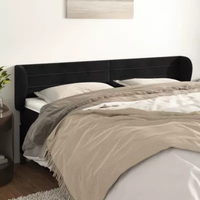 vidaXL Tête de lit avec oreilles Noir 203x23x78-88 cm Velours3117352