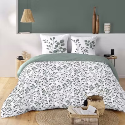 Housse de couette 240×220 + 2 taies 100% coton 57fils