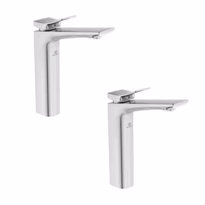 Lot de 2 mitigeurs lavabo réhaussé Ideal Standard Conca sans tirette ni vidage chromé