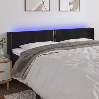 vidaXL Tête de Lit à LED Meuble de Chambre à Coucher Accessoire de Lit Double Tête de Cadre de Lit Intérieur Noir 3123158