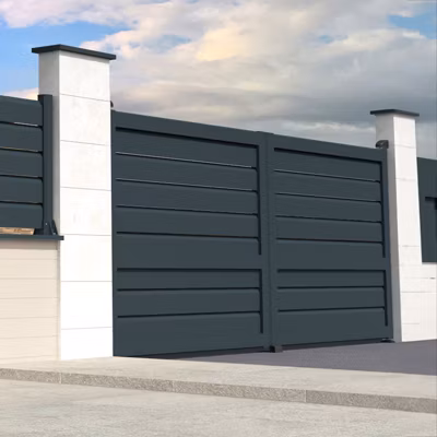 Portail battant brise vue motorisé (Gris Anthracite – Longueur 4000 x Hauteur 1580 mm)
