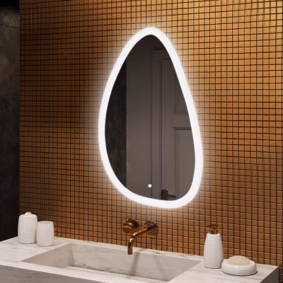 Miroir avec LED Illumination Salle de Bain – ARTFORMA – irrégulière – 64x104cm – LED Dual + Interrupteur tactile